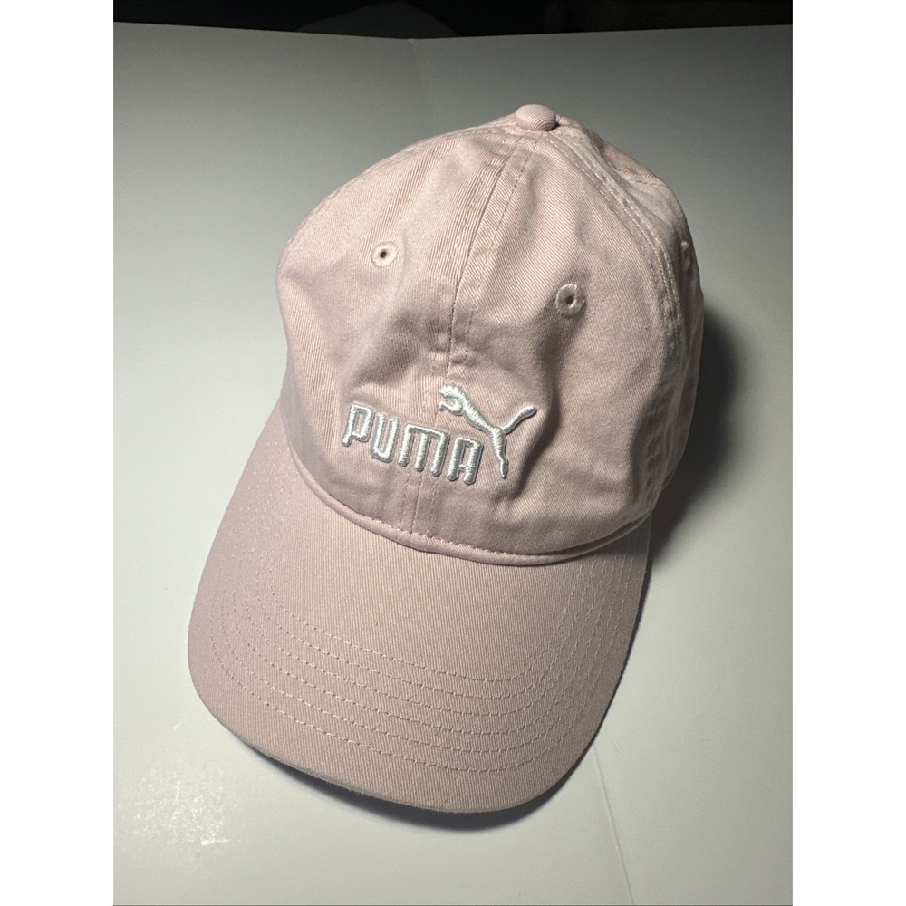 PUMA White Cat Logo Cap Womens Adjustable Pink Casual Hat